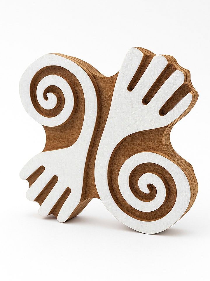 Samimi Blockdruck-Stempel in Natur/ Weiß - (L)8 x (B)8 cm - onesize