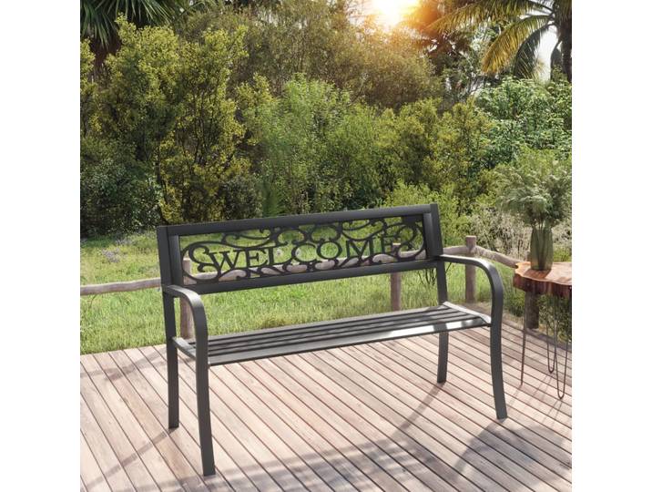 vidaXL Gartenbank 125 cm Stahl Schwarz