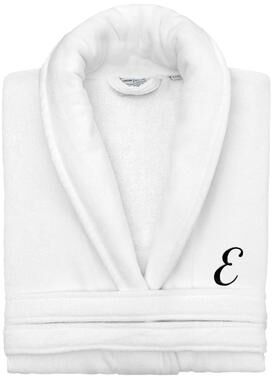 Authentic Hotel and Spa 100% Turkish Cotton Personalized Unisex Anovia Velour Bathrobe - Black Script Font