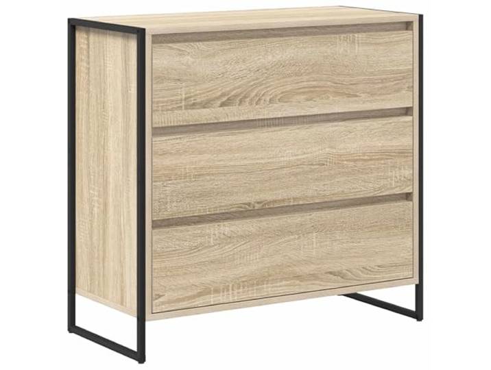 KPOTUERTU Sideboard Sonoma 79 x 36 x 75.5 cm Holzwerkstoff Stahlbeine, industrieller Stil, großzügige Fächer, Holzwerkstoff-Oberfläche, einfache Pflege