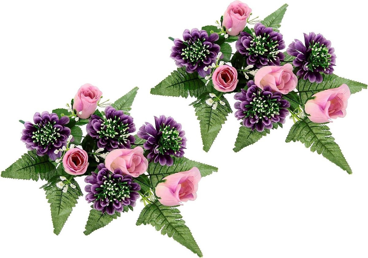 Set van 2 roze zijden kunstbloemen voor decoratie