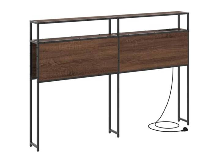 Makastle Stauraum-Kopfteil Braun Eichen-Optik 15x123x98 cm Holzwerkstoff & Stahl