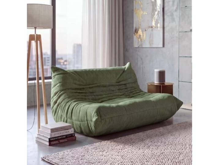 Mendler 2-Sitzer Sofa HWC-R34 Couch Stoff Cord (300g/m²) 138cm - grün Zweisitzer, 2er-Sofa, Couch, Polster-/Loungesofa