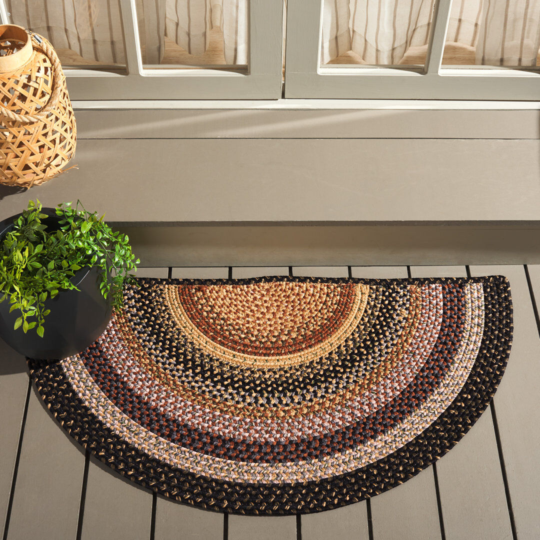 Brambly Cottage Aylward Striped Multi Color Indoor/Outdoor Rug Multi Round 183 cm