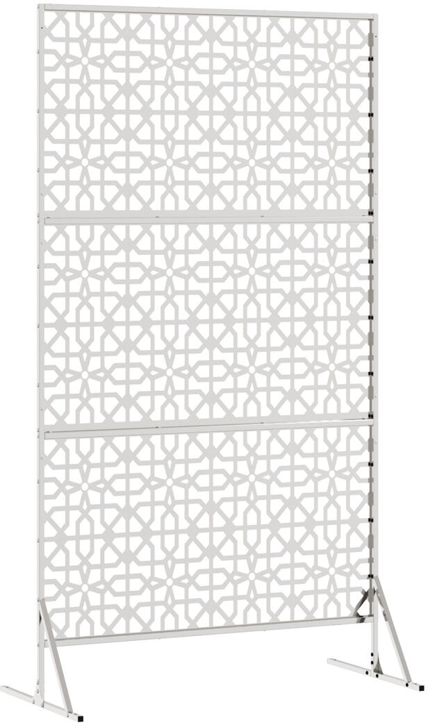 Brayden Studio Metal Fence Panel Metal Large Pattern Fence Panel Silver 100cm W X 180cm H X 50cm D
