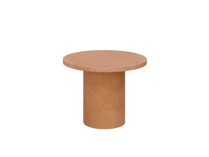 Table basse ronde en microciment de teinte terracotta 45x60cm