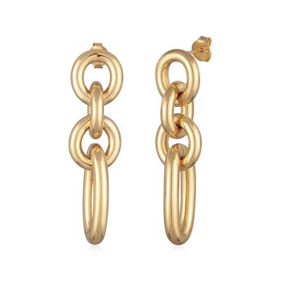 Paar Ohrstecker ELLI "Ohrringe Ohrstecker Glieder Ösen Rund Oval Goldfarben" Gr. 42, gold, Ohrringe, Damen, 42, ohne Stein, Messing