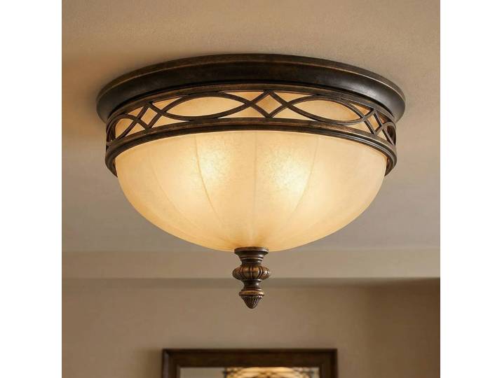 FEISS Deckenlampe DRAWING, dimmbar, braun / rost, für Wohn- / Esszimmer, Metall, Antik, Deckenlampe