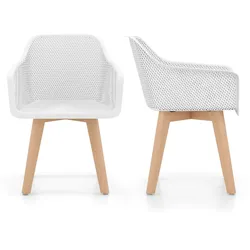 Helloshop26 - 2er-Set PP-Esszimmerstühle 57 x 56 x 75 cm ergonomische Rückenlehne modernes Design zeitgenössischer Stil weiß 20_0018790