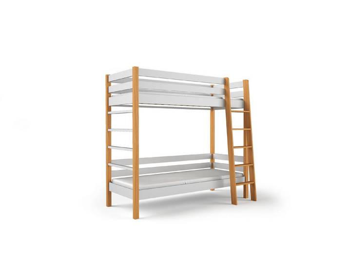 Masseno Etagenbett ZELDA 80x190 cm Hochbett Kinderbett Massivholz Weiß