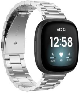 Everyday Crate Fitbit Versa 4 Sense 2 Versa 3 Sense Stainless Steel Watch Band Adjustable Metal Replacement Strap silver