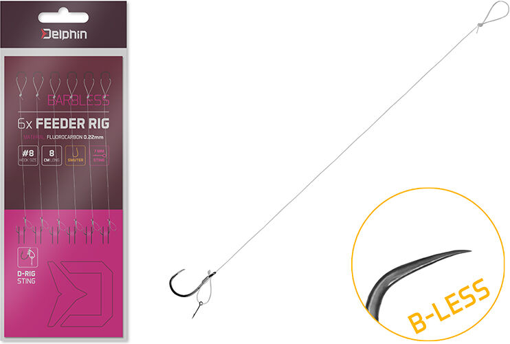 Bas de ligne Delphin FLR D-rig / par 6 8cm / 0,22mm / B-LESS #6 / Sting 7mm Gray, Beige, Gold, Silver 8cm / 0,22mm / B-LESS #6 / Sting 7mm