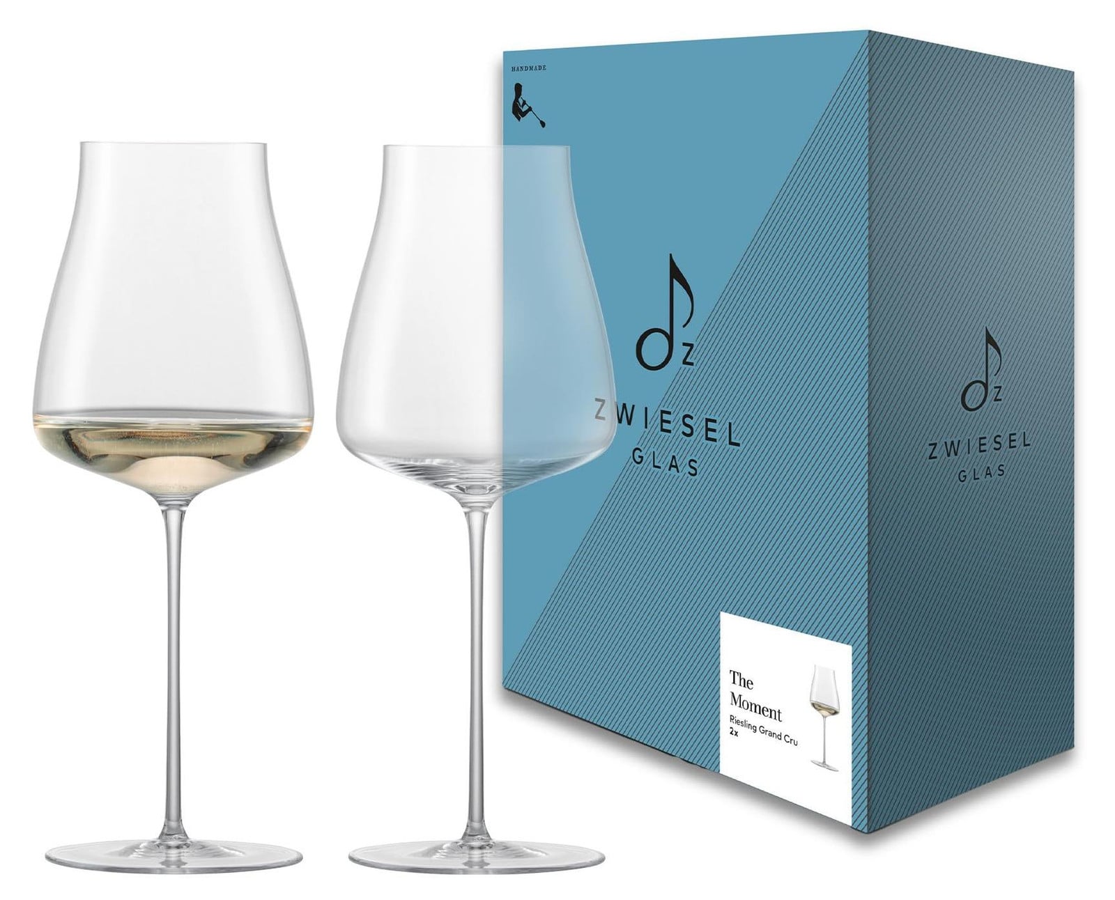 Dripio Set van twee handgeblazen witte wijnglazen The Moment, 458 ml