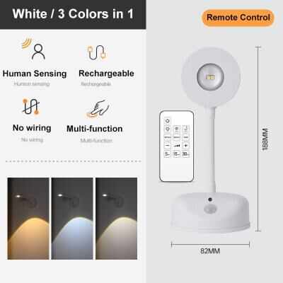 Friendly Fresh Finds Rechargeable Motion Sensor Wireless Wall Sconce LED Picture Light With Dimmable Spotlight white remote Control