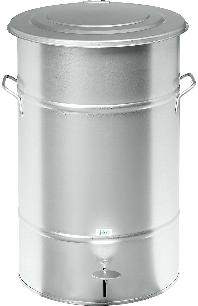 Abfalltonne mit Deckel, Volumen 70 l, mit Pedal, galvanisch verzinkt Kongamek