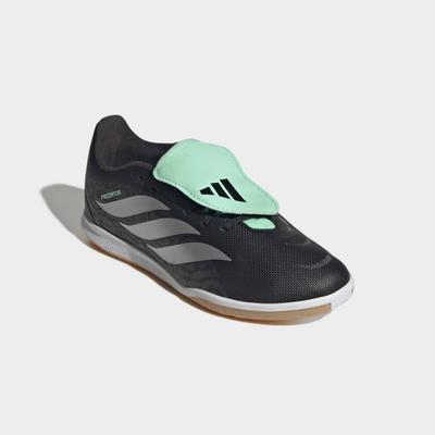Fußballschuh ADIDAS PERFORMANCE "PREDATOR CLUB SALA KIDS, UMSCHLAGBARE ZUNGE", Mädchen, Gr. 31, schwarz (core schwarz, silber metallic, pulse mint), Synthetik, Schuhe Fußballschuh, für Hallenboden