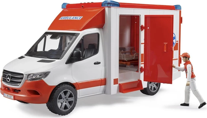 BRUDER MB Sprinter Ambulanz mit Fahrer (rot/weiß)