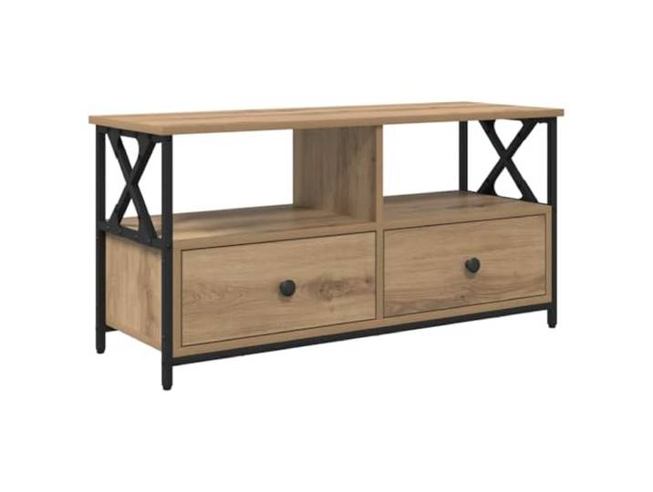 Roanoer TV-Schrank Artisan-Eiche 90x33x45cm Lowboard Fernsehtisch Kompaktes Phonomöbel mit Schublade und Ablage für Fernseher und Receiver im Wohnzimmer.