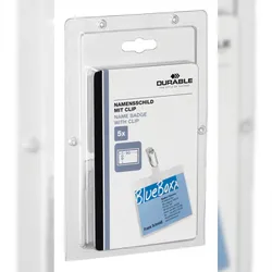 Durable Namensschild 60x90mm tr 5St mit Clip in SB Verpackung