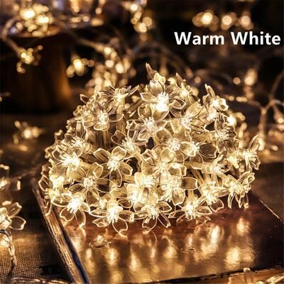 Universal Stock USB Cherry Blossom Fairy Lights LED Flower String Lights For Bedroom, Wedding & Party Decor warm White