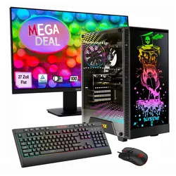 GameMax MegaDeal Gaming-PC Rockstar SET2604 8187 + MSI PRO MP273A Monitor 69cm (27") (1000 GB, 32 GB, GeForce RTX 5060), PC, Schwarz