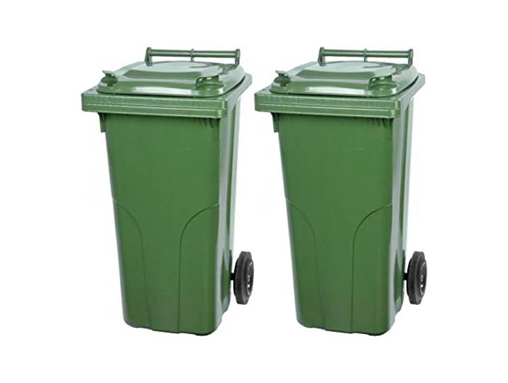 PROREGAL SuperSparSet 2x 2-Rad-Mülltonne MGB HDPE-Kunststoff 120 Liter Grün Mülltonne, Müllgroßbehälter, Mülleimer, Abfalltonne, Müllbehälter, Universaltonne