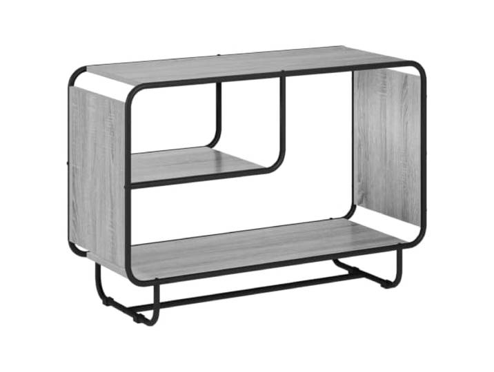 Xhnifbn Sideboard Sonoma-Grau 93.5 x 37.5 x 64.5 cm Küchenanrichte Offenes 3-Ebenen Standregal für Esszimmer und Flur, stabile Konstruktion mit Metallbeinen für Geschirr und Vorräte.