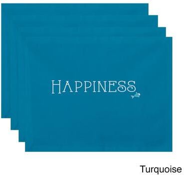 E by Design 18 x 14-inch Coastal Happiness Word Print Placemat (Set of 4)