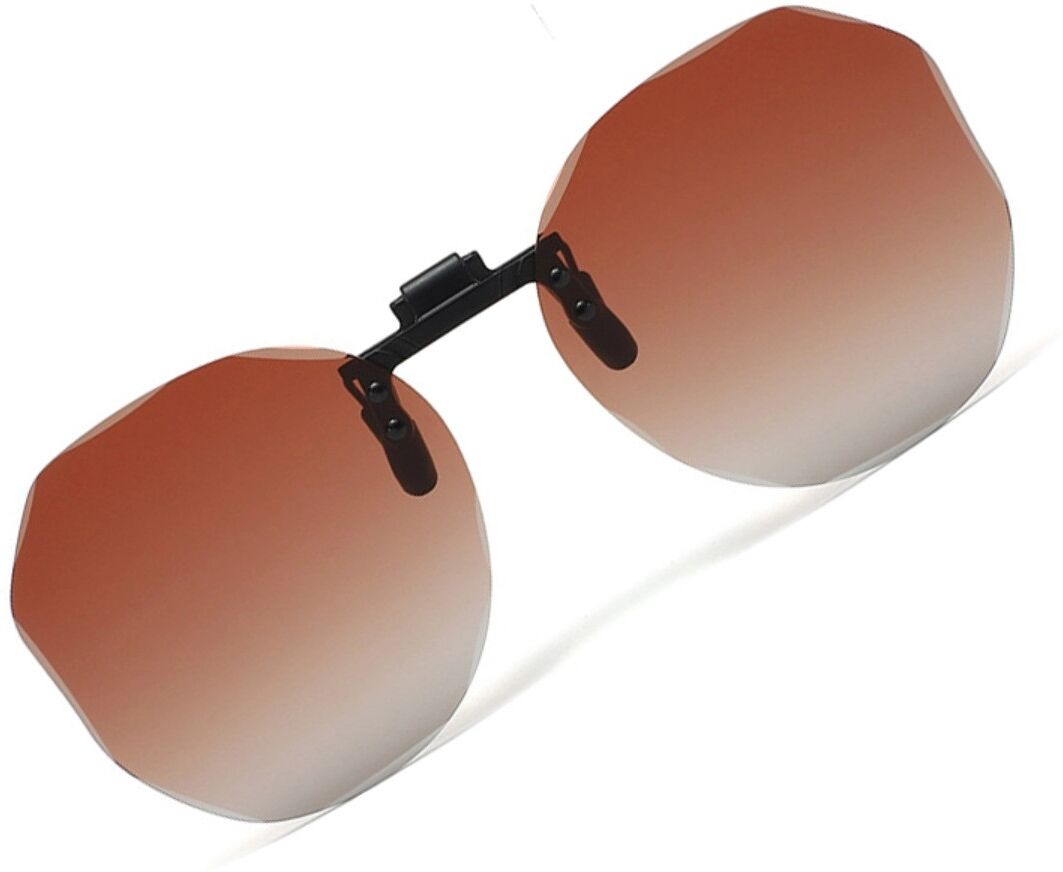 INF Flip-up polarisierte progressive Clip-on Sonnenbrille für Brillen – Universelle Passform, PC+TR Rahmen mit TAC-Gläsern, Braun