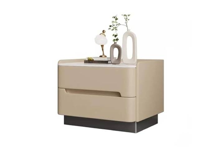 SFANIIX Schlafzimmer-Nachttisch Schlafzimmer-Nachttisch, Dekorative Möbel Arbeitsplatte aus grauem Schiefer, Massivholzmaterial, komplett montiert, Doppelschubladen for Stauraum