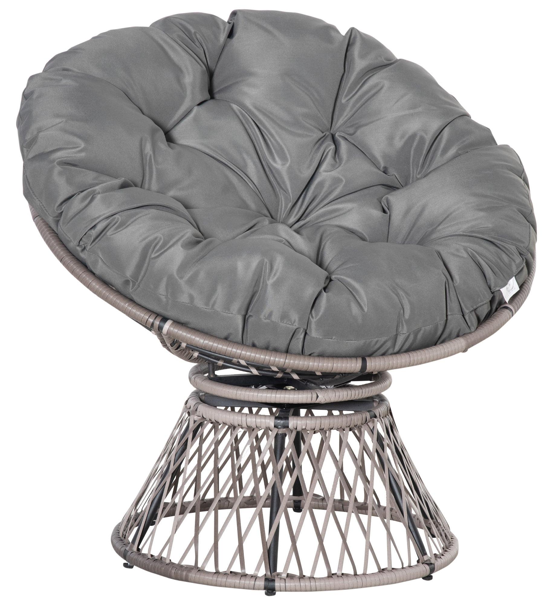 Papasan-Stuhl - Runder Gartenstuhl - Drehstuhl - Loungestuhl - 360° schwenkbar - Wetterbeständiges Resingeflecht