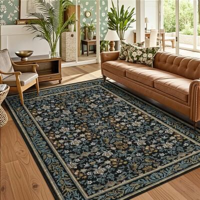 Garvee Farmhouse Botanical Floral Washable Area Rugs for Living Room