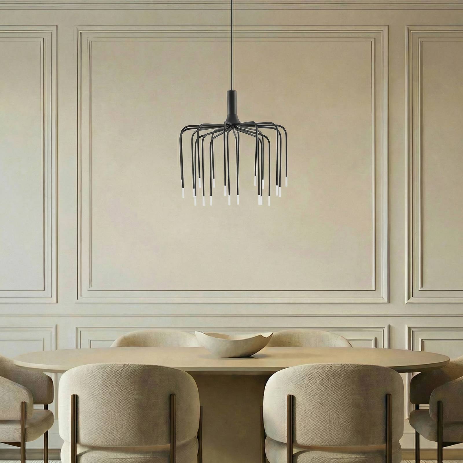 Hängelampe Ariadne Lucande, dimmbar, schwarz, für Wohn- / Esszimmer, Metall, Modern, Pendelleuchte