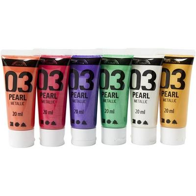 Creativ Company Acrylfarbe Metallic, Metallic, Zusätzliche Farben, 6x20 ml