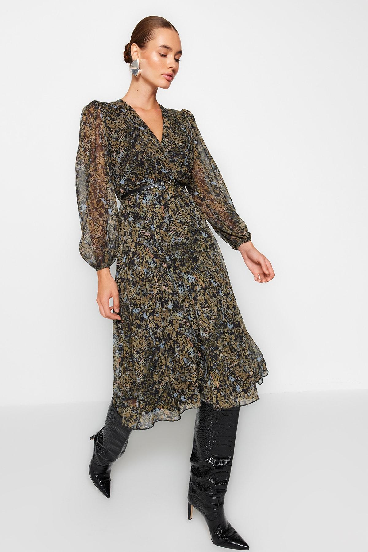 Damesjurken met bloemenprint, midi-lengte, casual, normale pasvorm