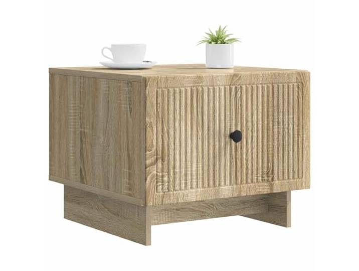 KTHLBRH Rechteckiger Couchtisch Eiche Sonoma 49 x 50 x 40 cm Holztechnik, geriffelter Rand, 1 Schublade, Stauraum, einfache Reinigung