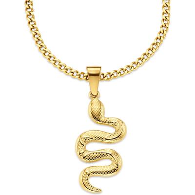 Edelstahlkette FIRETTI "Edelstahlkette mit Schlangen-Desgin-Anhänger gelbgoldfarben", gold (gelbgoldfarben), Halsketten, Damen, Edelstahl, L: 50 B: 2,3mm, Edelstahlkette, B:2,3mm