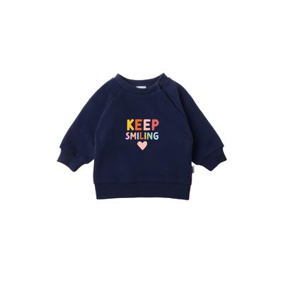 Sweatshirt LILIPUT "Keep Smiling", Jungen, Gr. 86/92, blau (dunkelblau), 80% Baumwolle, 20% Polyester, bedruckt, normal, Rundhals, Sweatshirts Sweatshirt, mit Rundhalsausschnitt