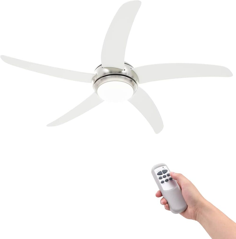 vidaXL Ventilateur de plafond orné avec lampe 128 cm Blanc