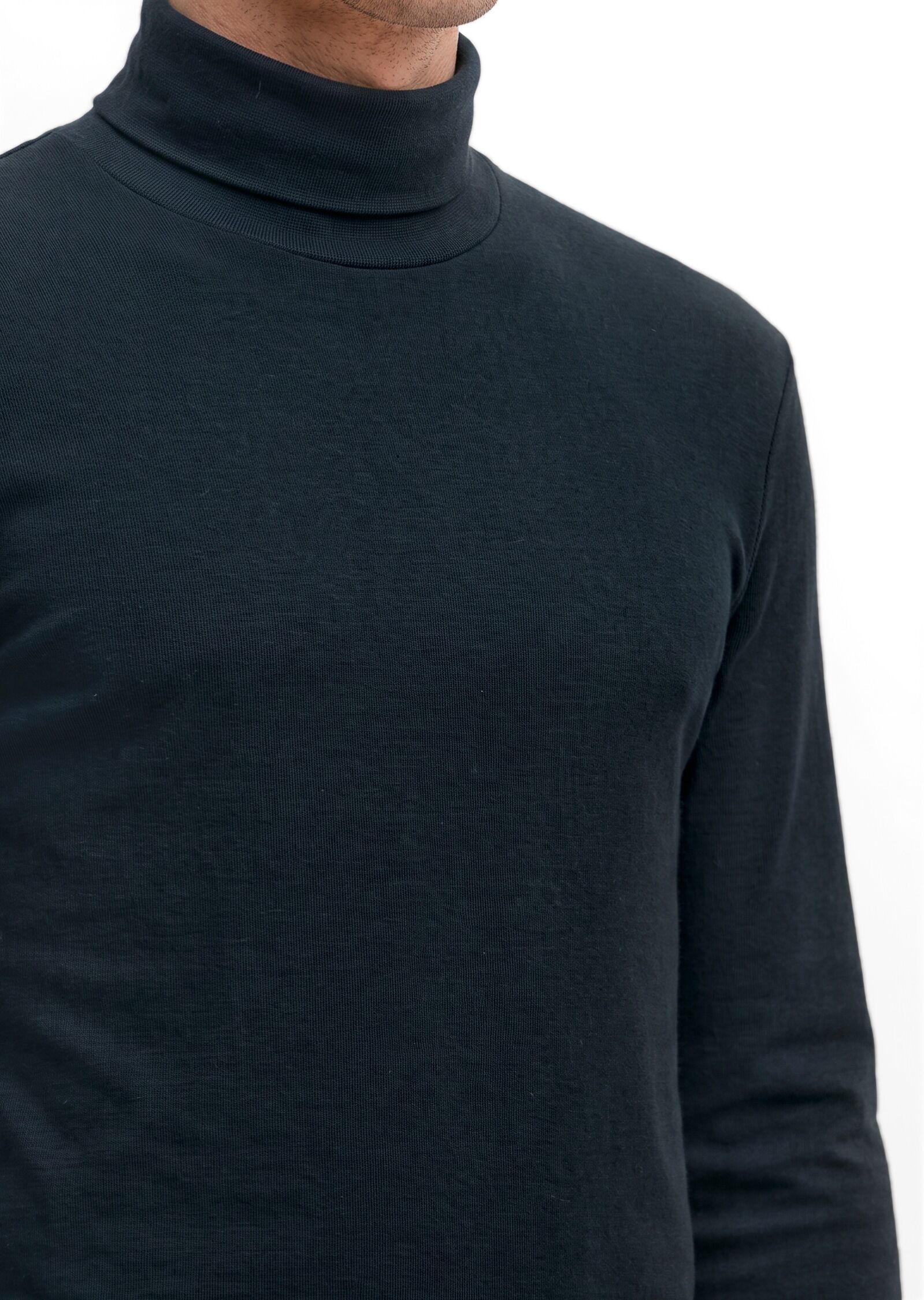 Marc O' Polo Rollkragenshirt MARC O'POLO, Herren, Gr. M, schwarz (schwarz navy), Jersey, Obermaterial: 100% Baumwolle, normal, Shirts Rollkragenshirt, aus reiner Bio-Baumwolle schwarz navy M