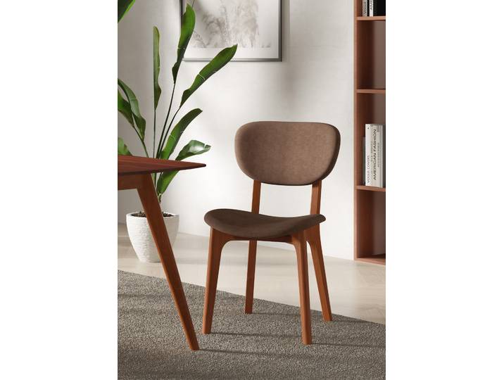Stuhl HOME AFFAIRE COZY Made in Italy , braun (tabac, kirsch, tabac), B:50cm H:88cm T:62cm, Polyester, Stühle, Stuhl, Gestell in Buche, Kirsch- oder Nussbaum, Massivholz, Design Stuhl