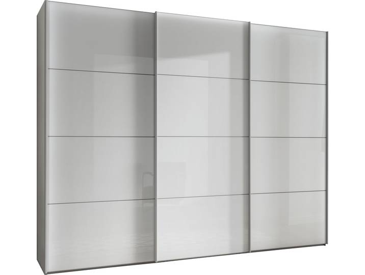 Schwebetürenschrank, 246,3x217 cm, Holzwerkstoff & Glas, Grau/Weiß, Mit Schattenfuge, Wiemann