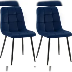 Proregal CHEFGASTRO 2er Set Esszimmerstuhl IOWA Samt HxBxT 84x45x55cm Blau Küchenstuhl