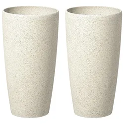 BLUMENTOPF 2er-Set hellbeige rund 23/23/42 cm Abdera