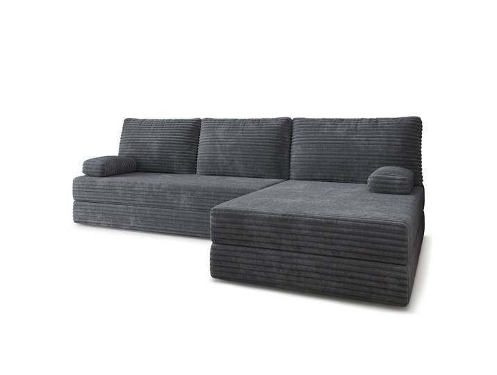 ECKSOFA ANKO modulares Boneless Sofa mit Schlaffunktion Grau Kordstoff