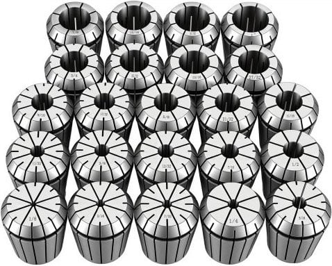 Vevor 23-delige spantangenset van gelegeerd staal, 1/8 inch tot 1 inch, zilver, voor CNC-frees- en boormachines