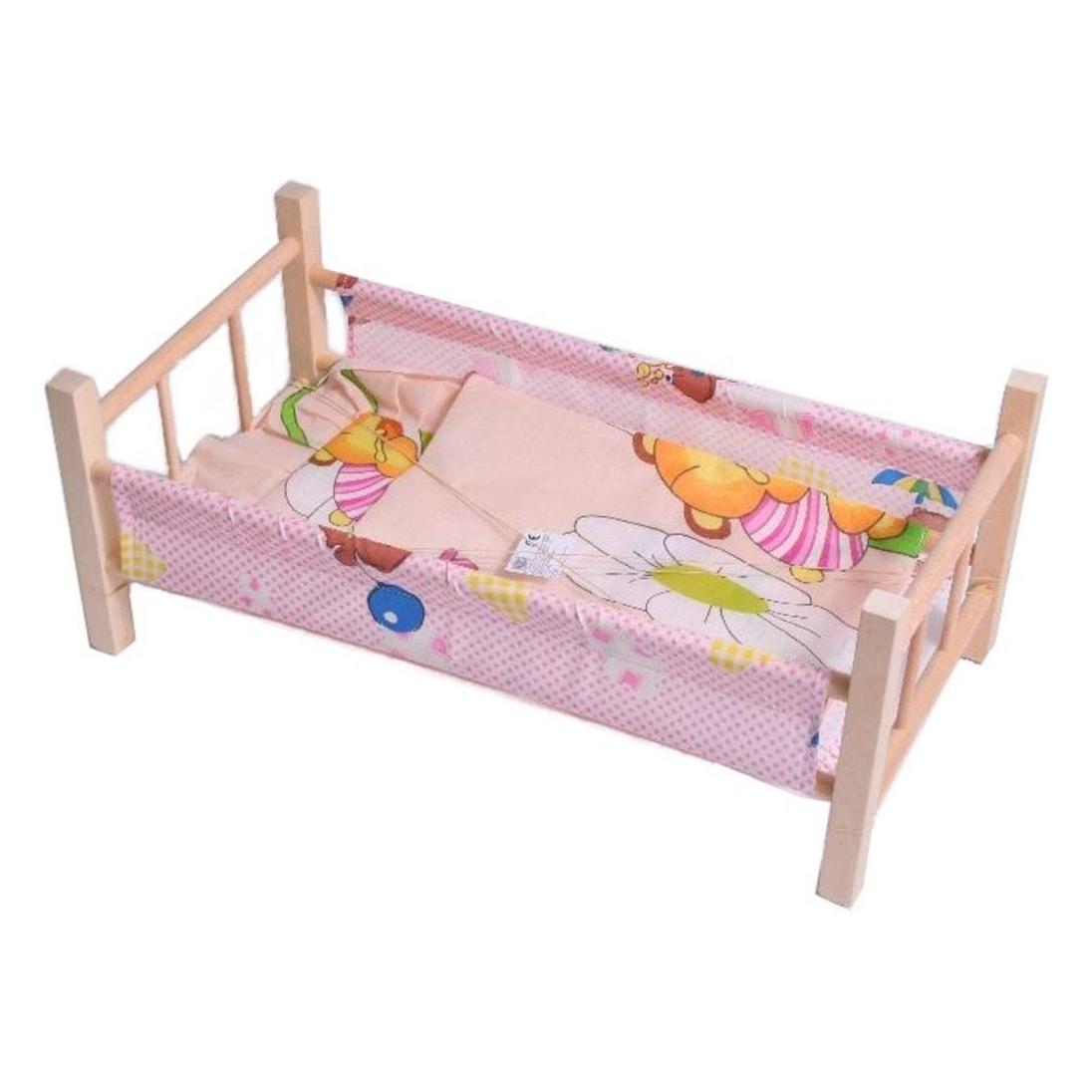 Malimas Holzbett für Puppen 50 cm + Bettwäsche ZA2022 (MALIMAS LÓZ T)