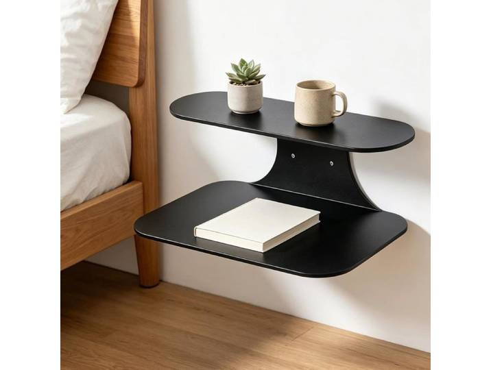 2 Tables De Chevet Flottantes À Suspendre 39X19Cm Table Chevet Étroite[BI81]