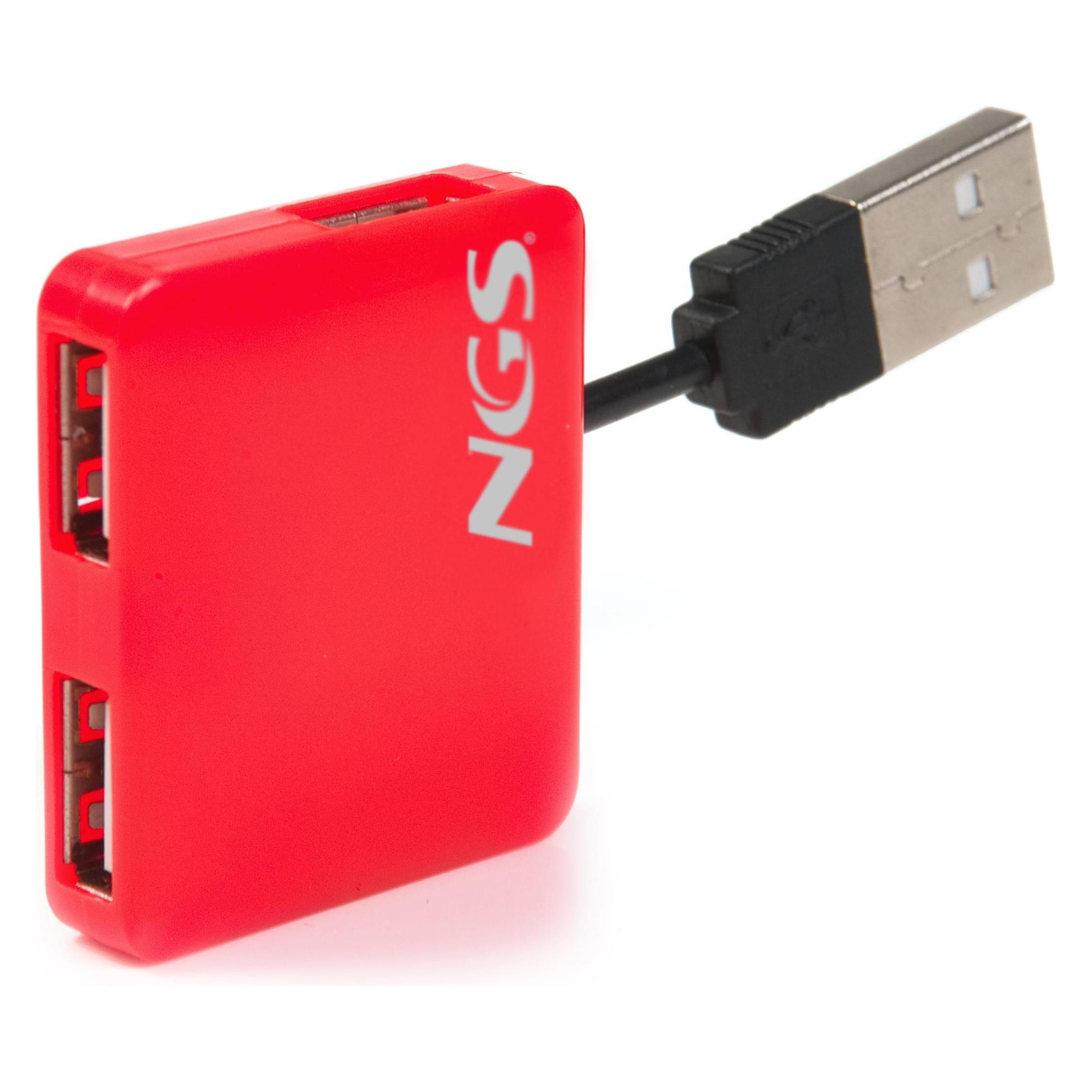 NGS RedMicroHub červená / USB hub / 4 porty / USB 2.0 / plast (USB-A, 4 Ports) (NGS REDMICROHUB)