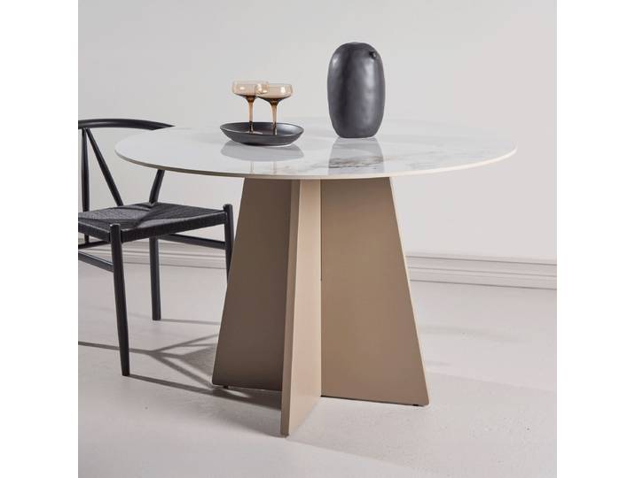 Nohr Ronde Eettafel Cynthiaann Marmerlook, 110cm - Beige